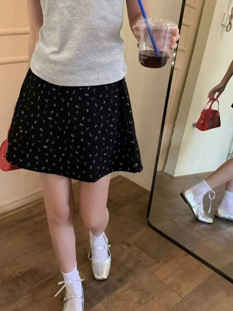 Y2k Japanese Kawaii Short Party Skirts 2000s Harajuku Vintage Dark Gothic Dot Sweet Lolita Mini Skirts Elegant Cake A Line Skirt